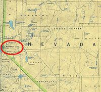 Figure1.VirginiaCity -- areacircledandenlarged --is situated southeast of Reno in the aridVirginiaRangeof northern Nevada.
