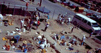 Figure3. Overview of archaeological excavations at thesiteof theBoston Saloon, VirginiaCity, Nevada, July 2000.
